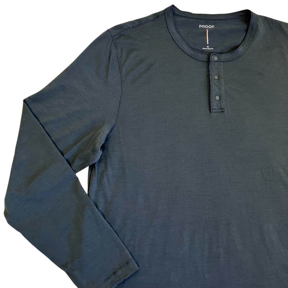 Proof by Huckberry Mens Sz XL 72 Hour Merino Wool Henley Black Base Layer Shirt - Picture 8 of 16